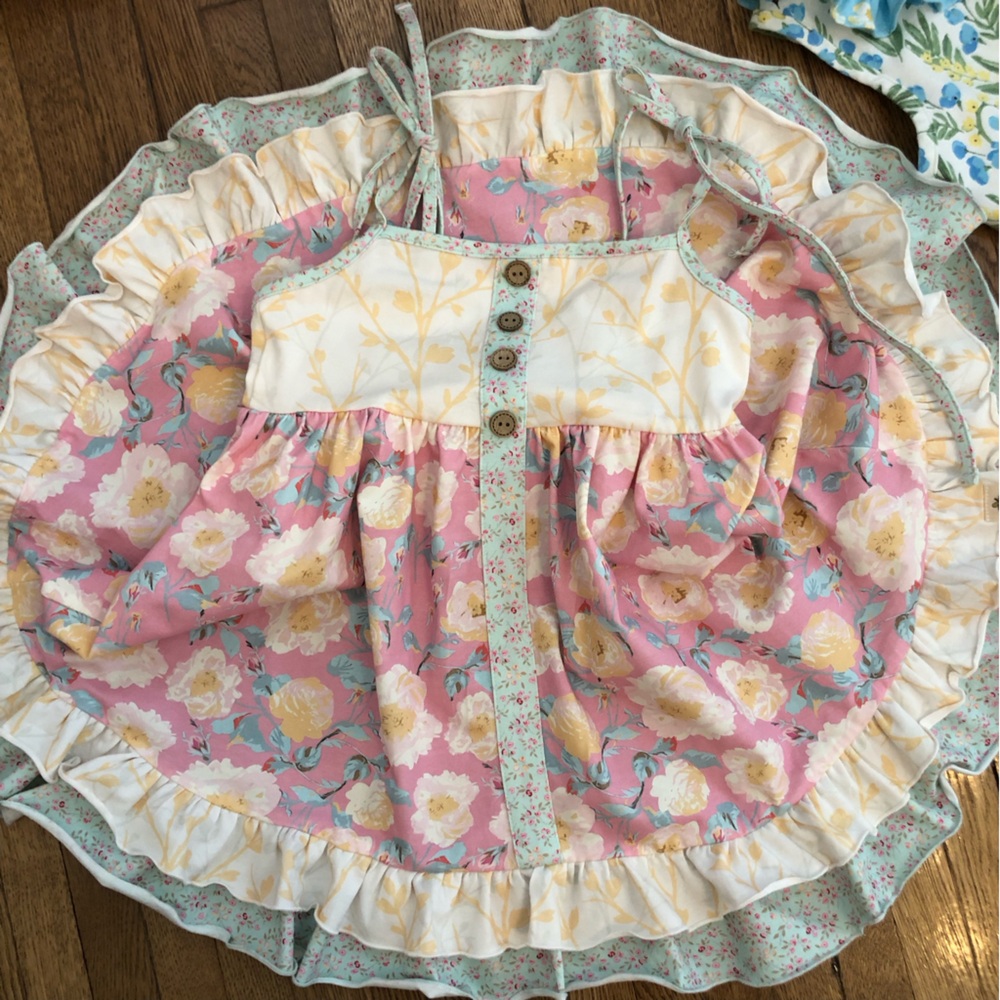 Cheeky Plum Ruffle tie shoulder dress size 5t